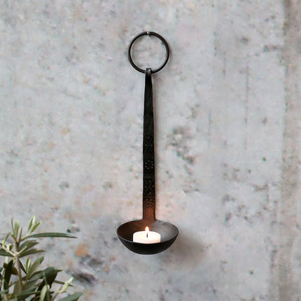 Väggljushållare - rustik svart slev