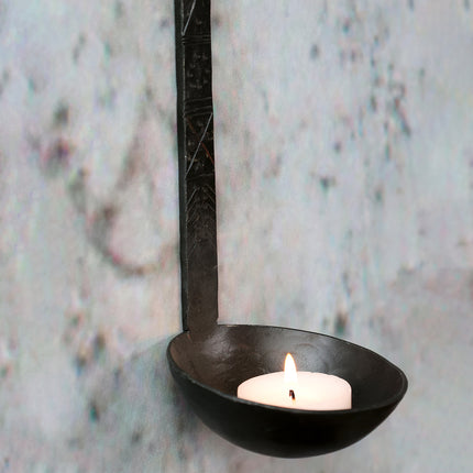 Väggljushållare - rustik svart slev
