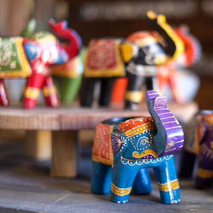 Värmeljusstake träelefant (flera färger)