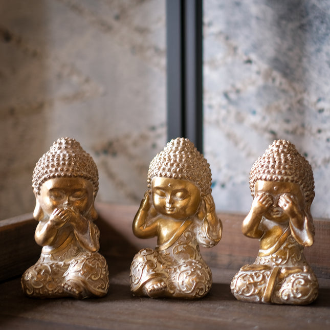 Mini-Buddha guld (set om 3)