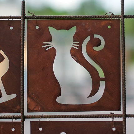 Rostig skylt till armeringsnät - katt