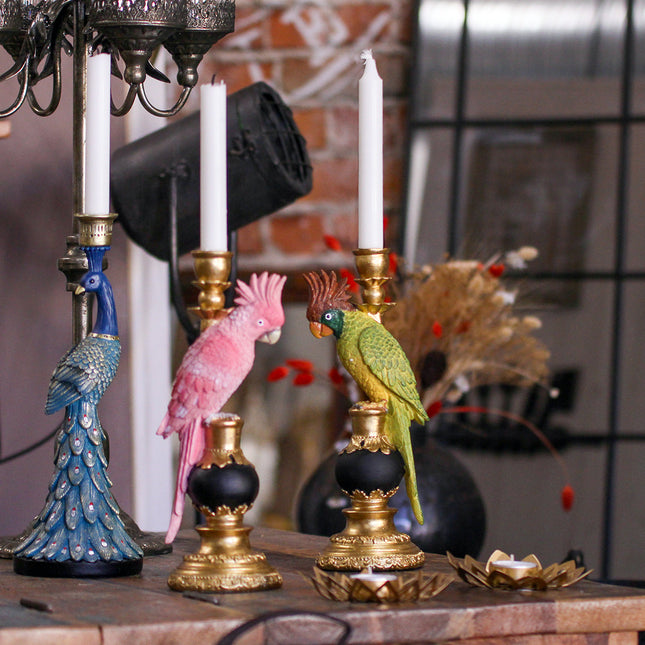 Ljusstake papegoja - grön med svart klot