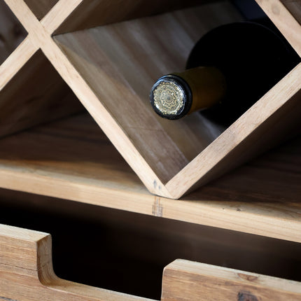 Barskåp i trä och metall med glasdörrar