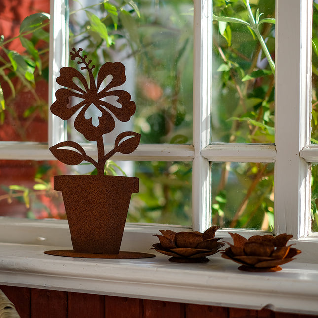 Rostig dekoration - hibiskus