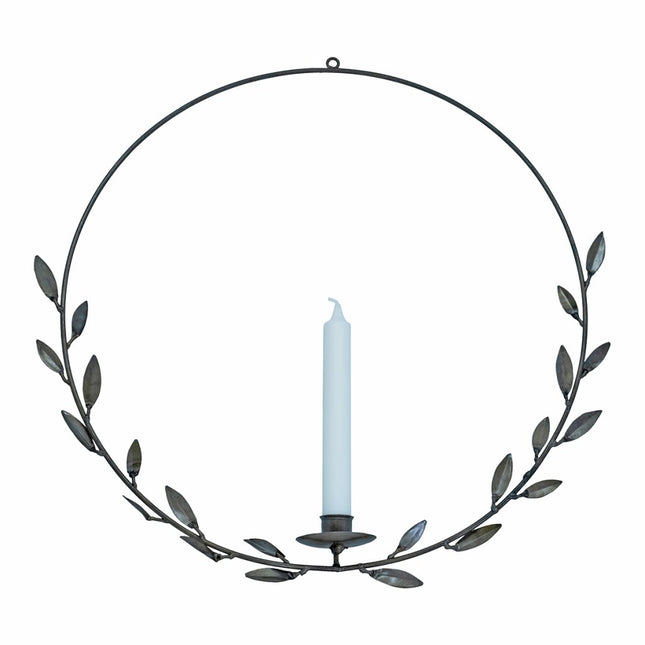 Rund hängande ljushållare med blad