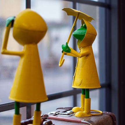 Groda i plåt med paraply