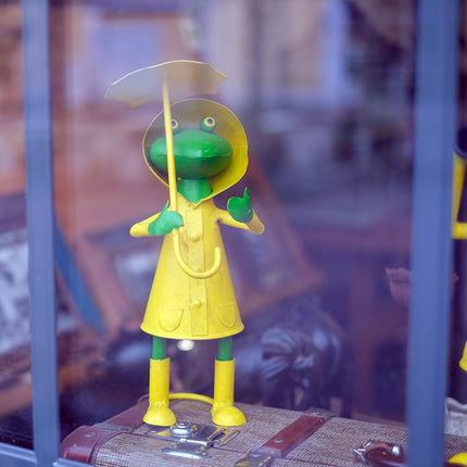 Groda i plåt med paraply