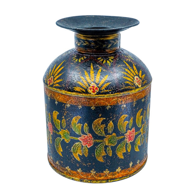 Handmålad metallkruka - svart