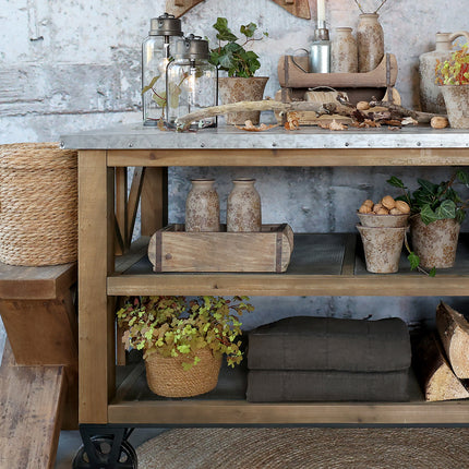 Köksö på hjul med zinkskiva