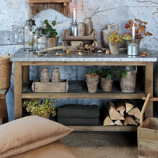 Köksö på hjul med zinkskiva