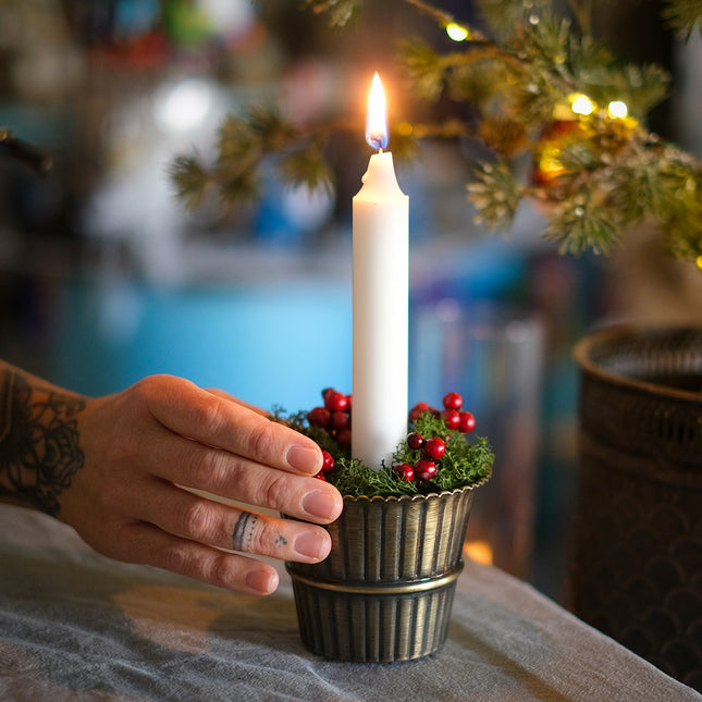 Räfflad metallkruka stearinljus