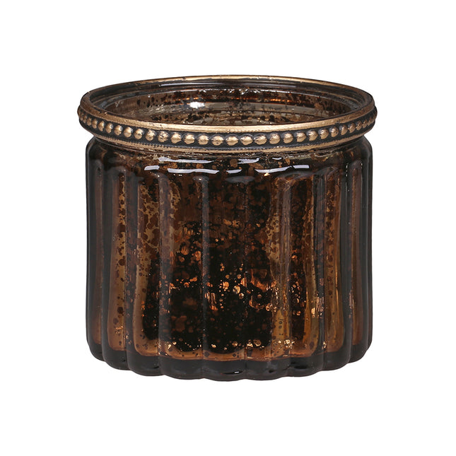 Ljuslykta med pärlkant - mocca