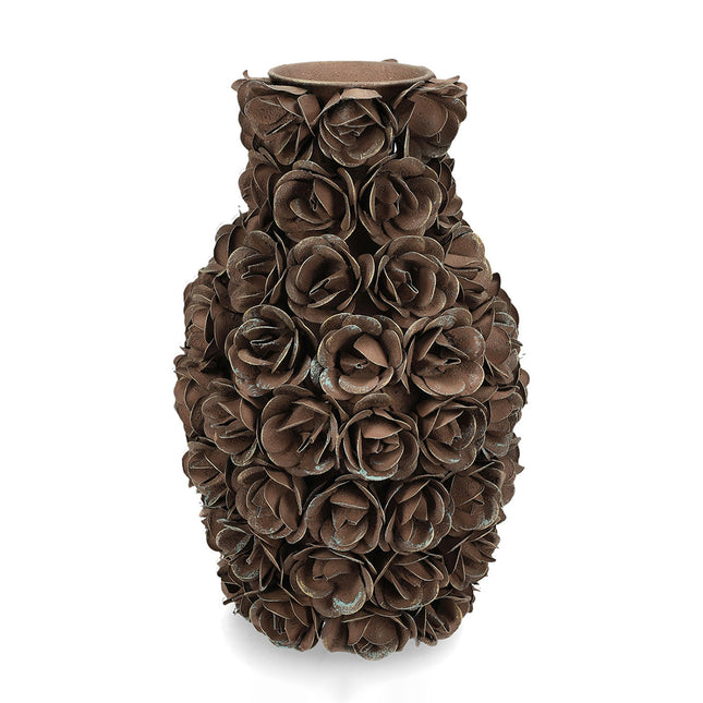 Metallvas med rosor - brun