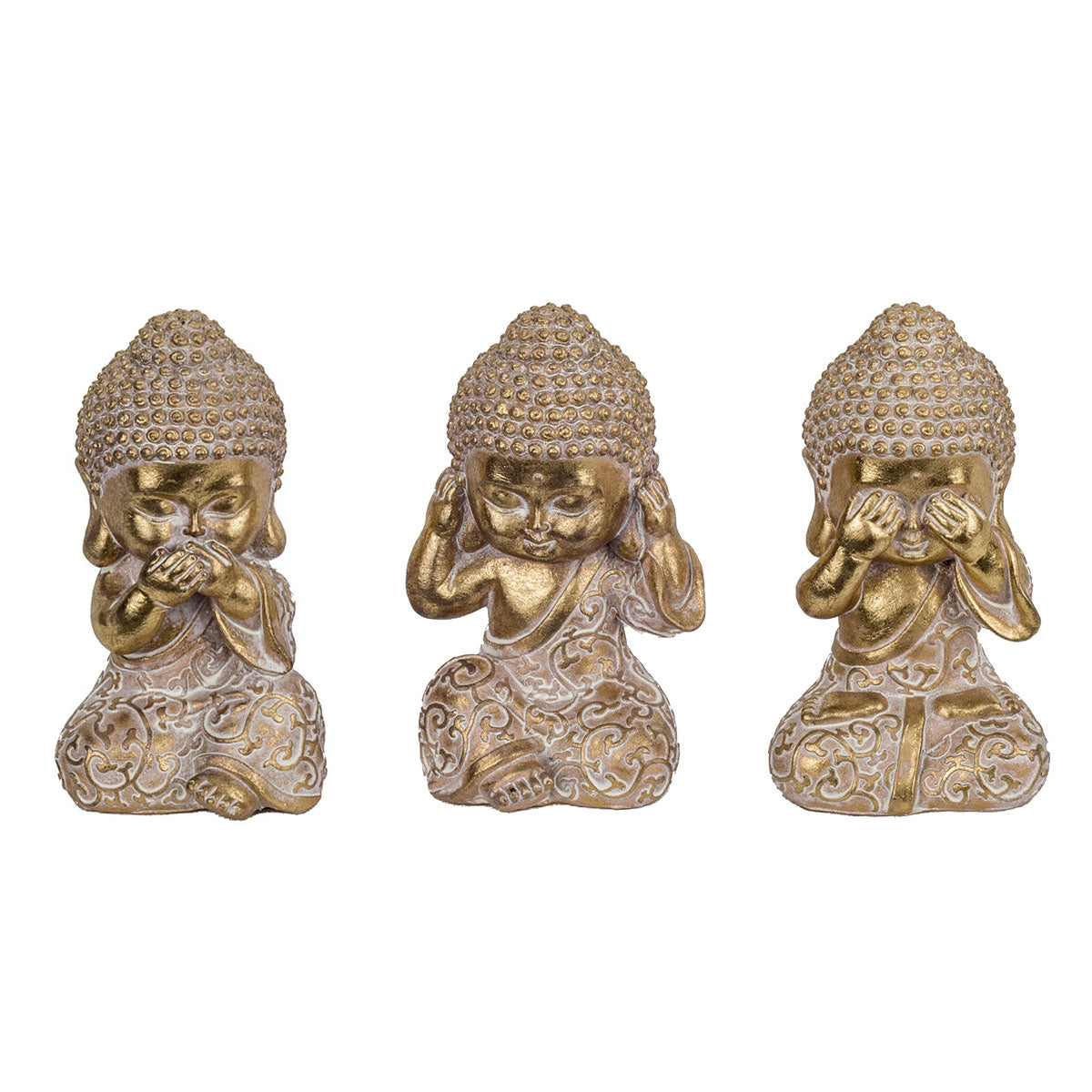 Mini-Buddha guld (set om 3)