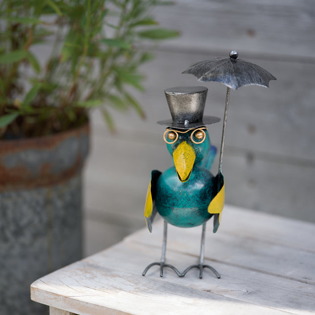 Plåtfågel med paraply