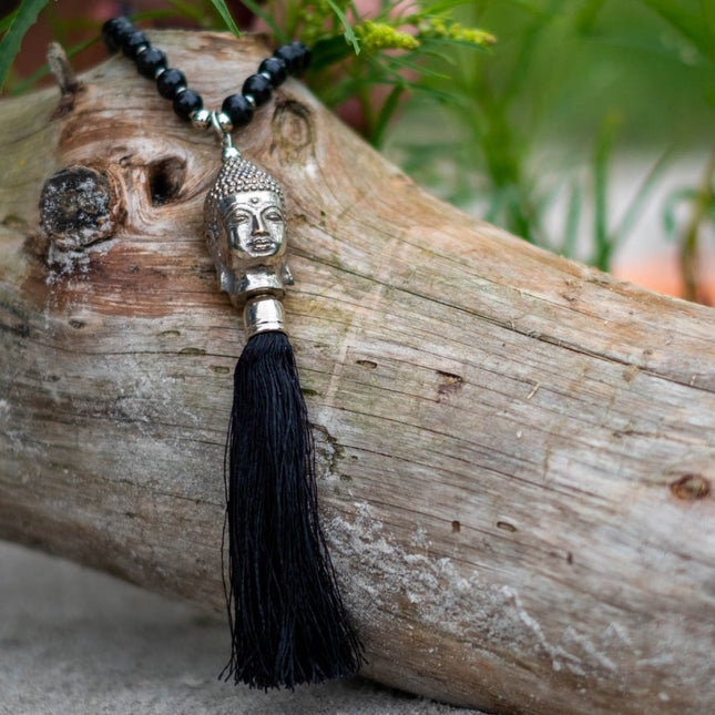 Halsband buddha-huvud svart