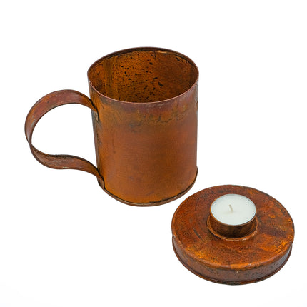 Rostig burk värmeljus