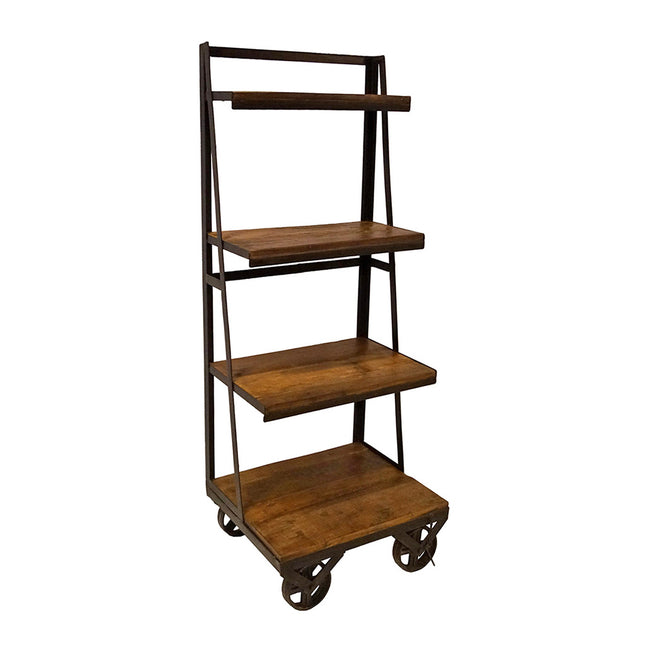 Rustik displayhylla på hjul