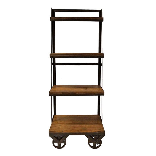 Rustik displayhylla på hjul