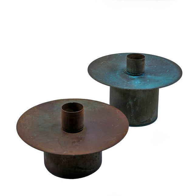 Rund kopparfärgad ljusstake