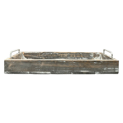 Vit bricka i återvunnet trä