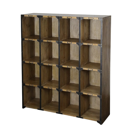 Trähylla med 16 fack