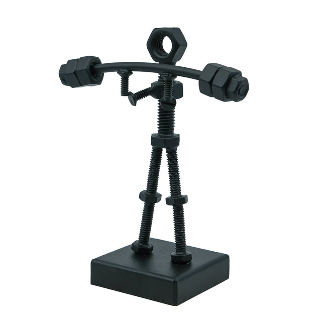 Tyngdlyftare av återvunna skruvar/bultar