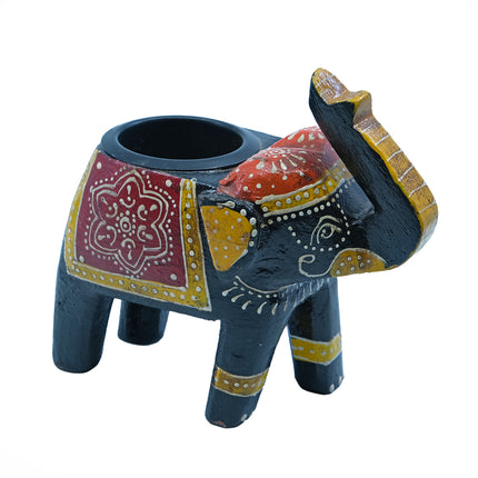 Värmeljusstake träelefant (flera färger)