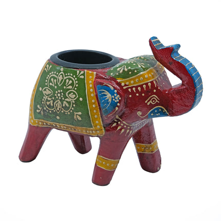 Värmeljusstake träelefant (flera färger)