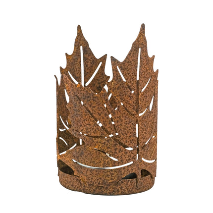 Rostig värmeljushållare lönnlöv