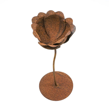 Rostig värmeljusstake vallmo