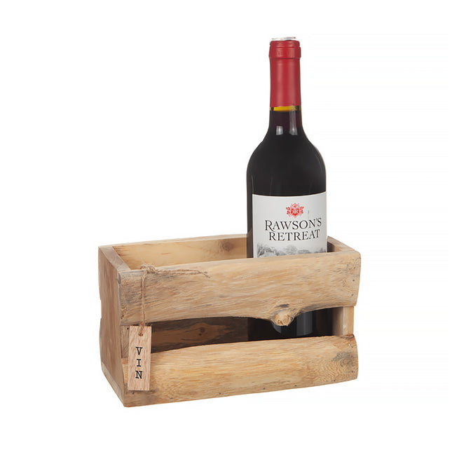 Hållare i trä för två vinflaskor