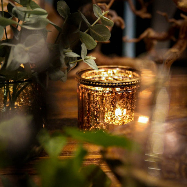 Ljuslykta med pärlkant - mocca